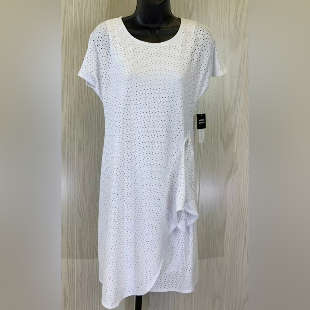 Signature by Robbie Bee Eyelet Sheath Dress, Women's Size XL, White NEW MSRP $79